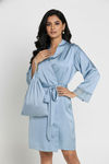 Zivame Luxe Satin 5 Pc Sleep Set - Windward Blue — thumbnail 5